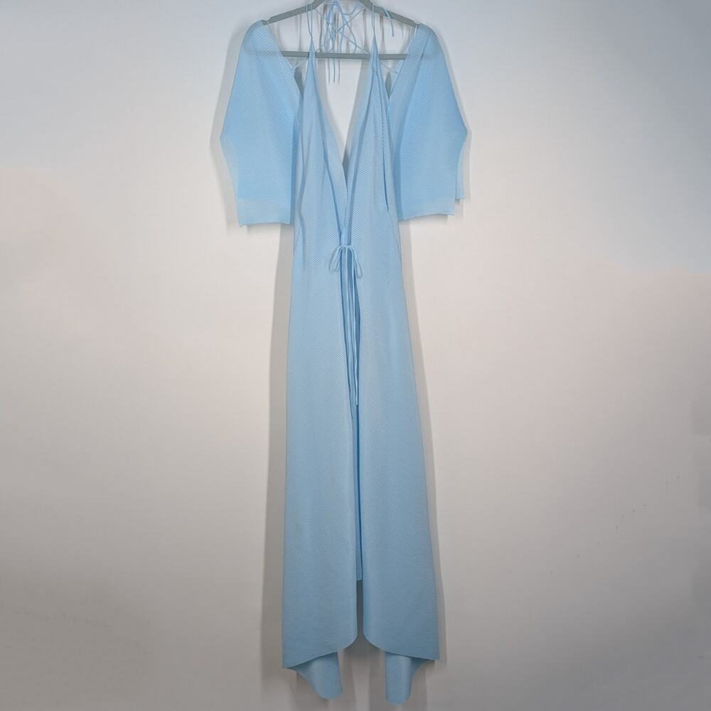Roland Mouret Ballard Plisse Draped Gown Plunge Neckline Blue Dress Size 6 - Picture 4 of 14